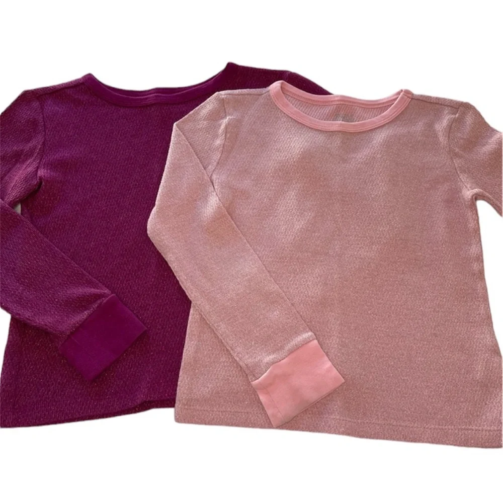 Gymboree T-Shirt Bundle Long Sleeve Sparkling Pink Texture Girls Size Medium